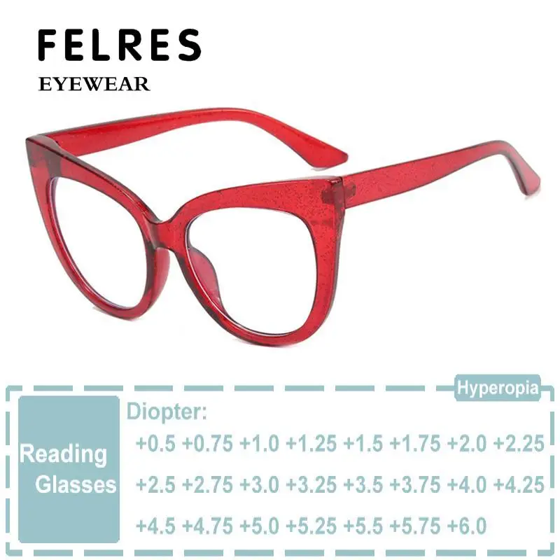

Trendy Transparent Cat Eye Women Glasses Big Frame Optical Anti Blue Light Computer Glasses Prescription Presbyopia Eyeglasses