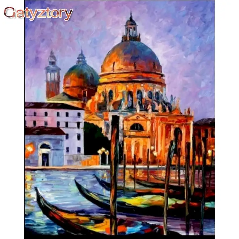 

GATYZTORY Frame Picture Diy Painting By Numbers City Castle Coloring By Numbers Acrylic Canvas Painting Handpainted Drawing Art