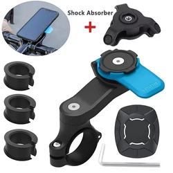Detachable 360° Rotating Shock - Absorbing Phone Holder for Bikes and Motorcycles (Blue Holder Max)