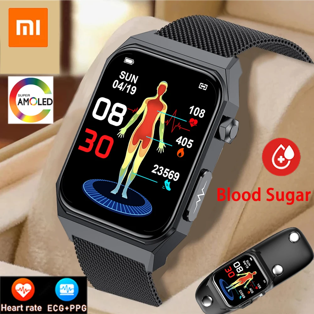Xiaomi Mijia Blood Sugar Smartwatch Men Ecg + Ppg Heart Rate Sports Automatic Infrared Blood Glucosio Pressure Health Watches 2023
