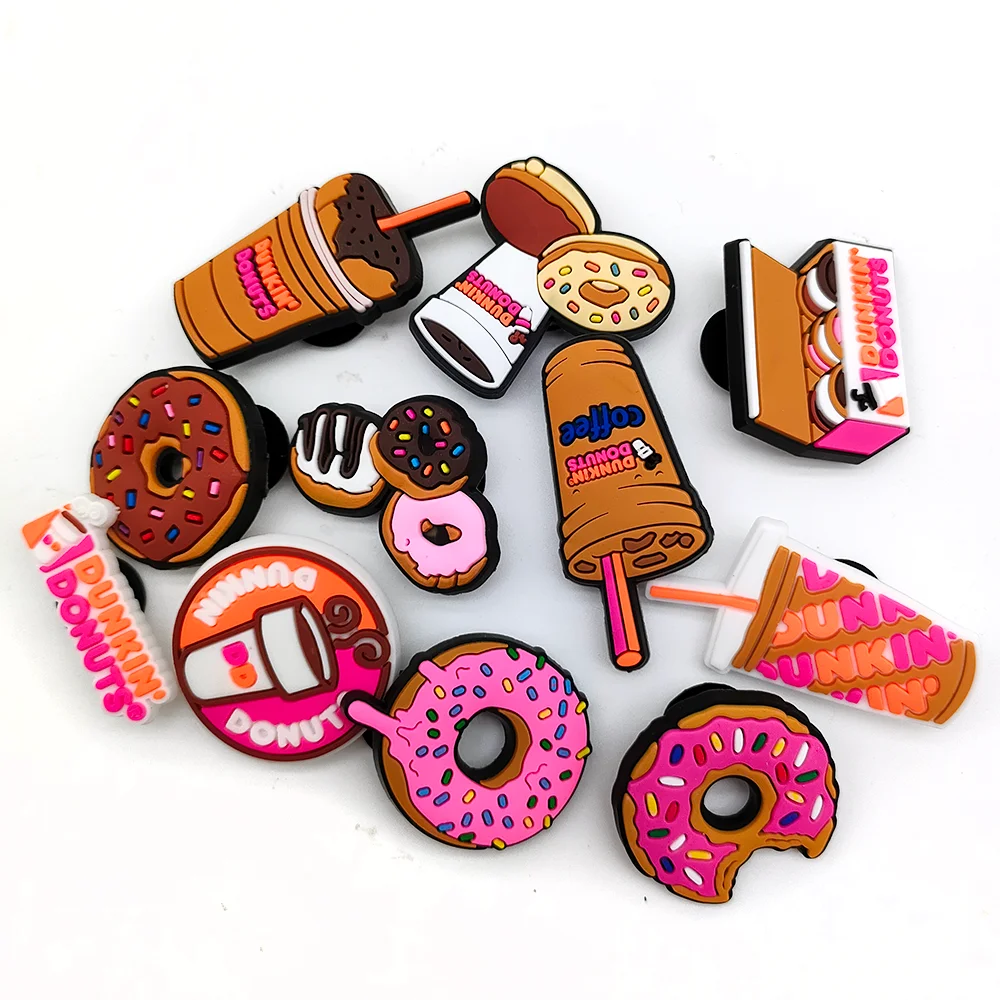 

11Pcs/Set Food Croc Jibz Buckle Milk Tea Donuts Croc Charms Accessories Shoe Decoration Shoe Charms Kids Party Gifts