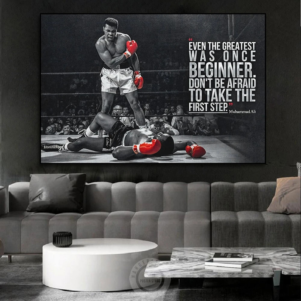 

Muhammad Ali Boxer Quote Posters Motivational Prints Canvas Painting Red Gloves Wall Art Picture Gym Office Room Home Decoration