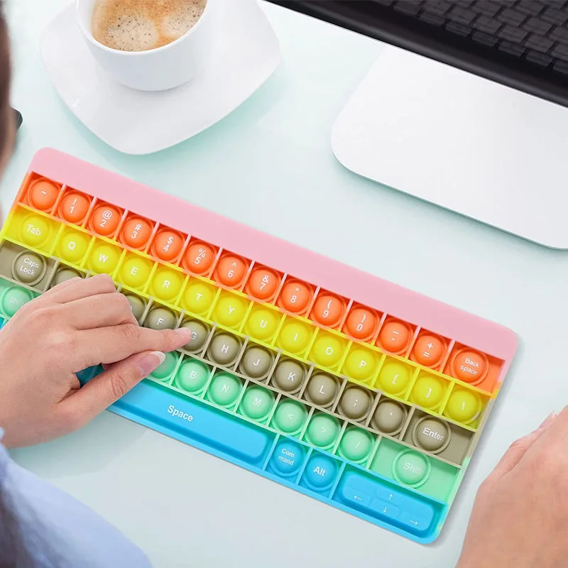 Rainbow Keyboard Push Bubble Fidget Sensory Toy ADHD ADD Autism Anxiety Stress Reliever For Kids Juguetes Antiestr&eacute;s Para Ni&ntilde;os