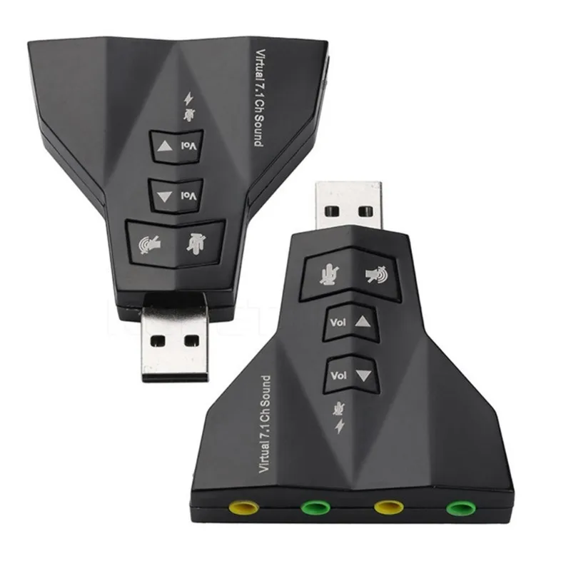 비행기 모양의 USB 가상 7.1 채널 사운드 카드 외부 컴퓨터 드라이버 오디오 어댑터 사용하기 쉽습니다.