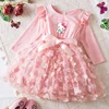 Hello Kitty Autumn Dress for Kid's Casual Clothes 3D Butterfly Cute Long Sleeve Baby Girls Princess Dress Party Dresses 2-6 Yrs 1