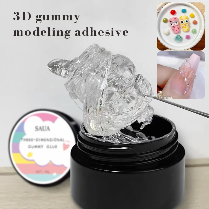 Solid Nail Glue Gel for 3D Sculpture and Art Design, Non-Stick Extension Formula (15g)