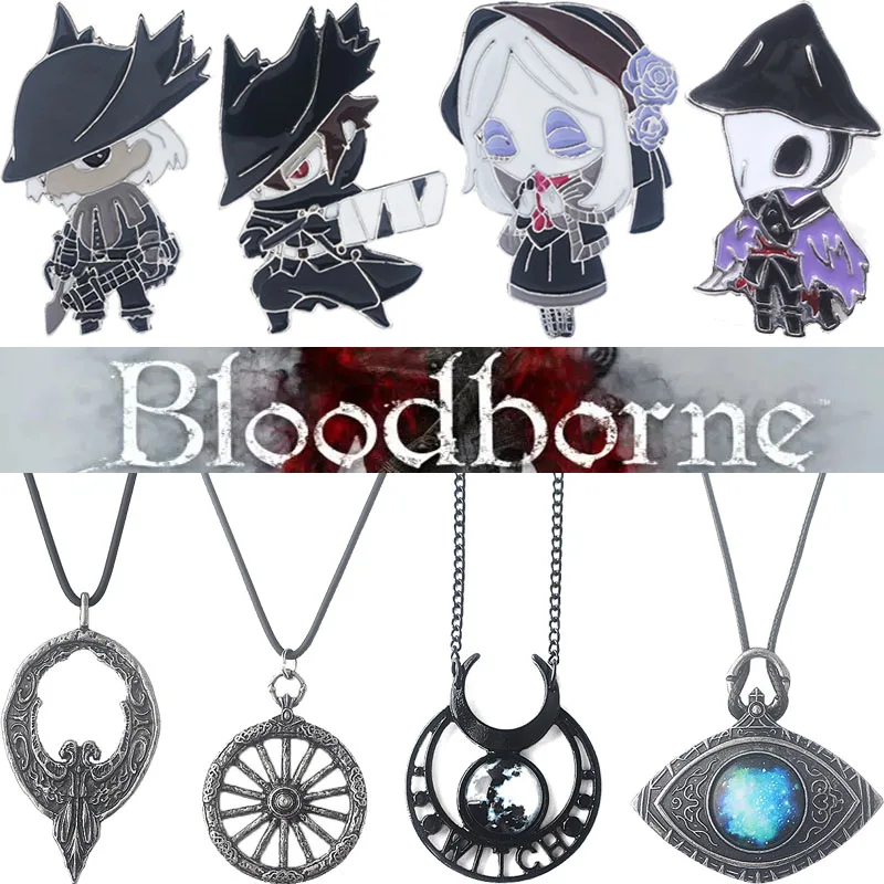 Game Bloodborne Demon's Eye Necklace Eagle Hunter Wheel Badge Pendant