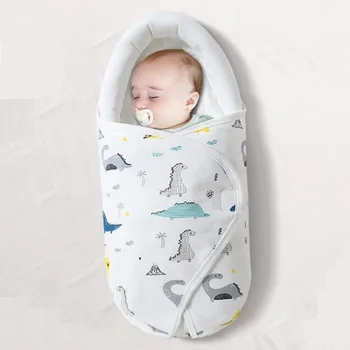 Coperta per fasciare il bambino Coperta per la cameretta dei neonati in cotone per neonati Coperta protettiva per il collo con stampa di dinosauri Coperta calda per bambini