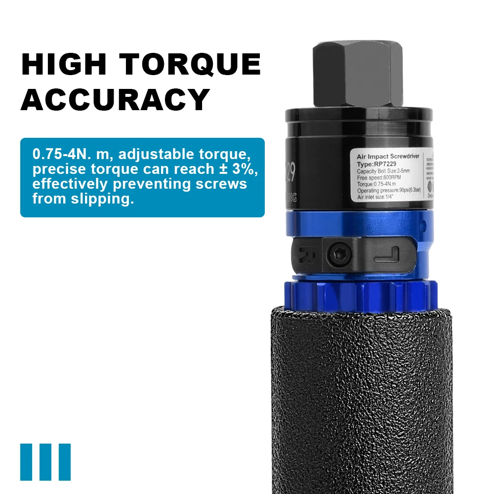 RONGPENG 자동 공압 스크루 드라이버, 공압 스크루 드라이버 키트, 공기 직선, 0.75-4N.M, 800RPM