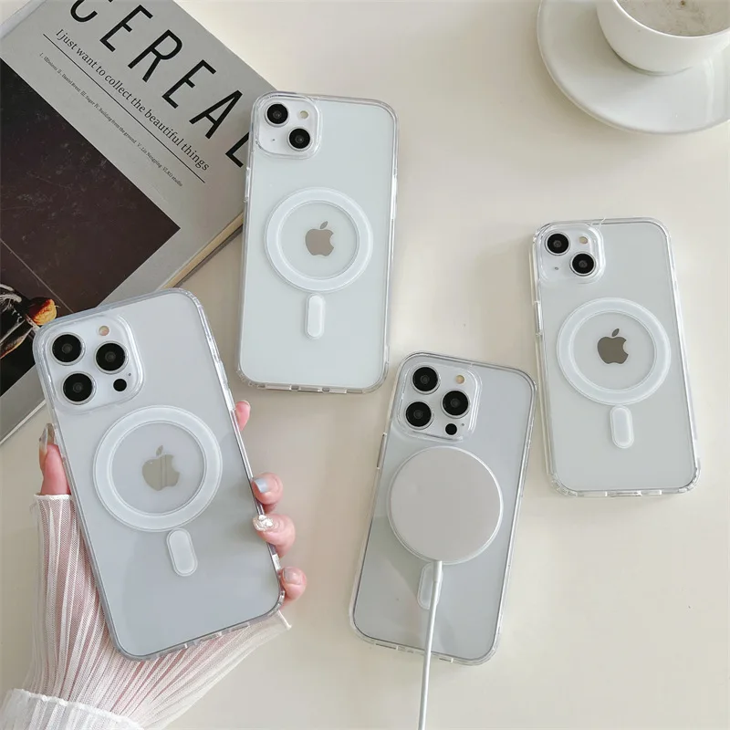 Clear Magnetic Macsafe Wireless Charging Case For Magsafe IPhone 15 14 12 11 13 Pro Max 13 Mini XS X XR IPone IPhone 15 Mac Safe