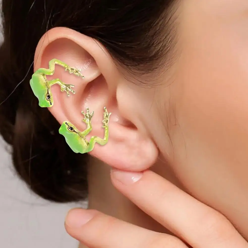 Ear Clip Earrings Alloy Frog Electroplated Tree Realistic Shape Party Events Wear Non-pierced