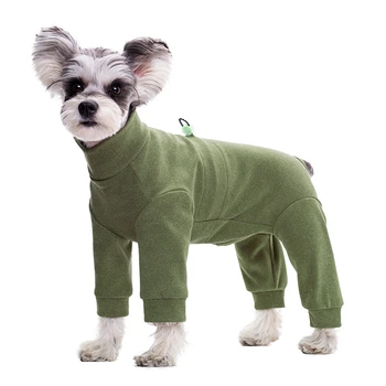 Heathered Grey Premium Dog Base Layer Thermal Fleece Four-Legged Jumpsuit Elegant High Collar Winter Bodysuit For Small Dogs 2