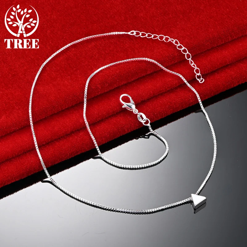 

ALITREE 925 Sterling Silver Necklace For Women Man Triangle Pendant Chain Wedding Accessories Party Birthday Fashion Jewelry