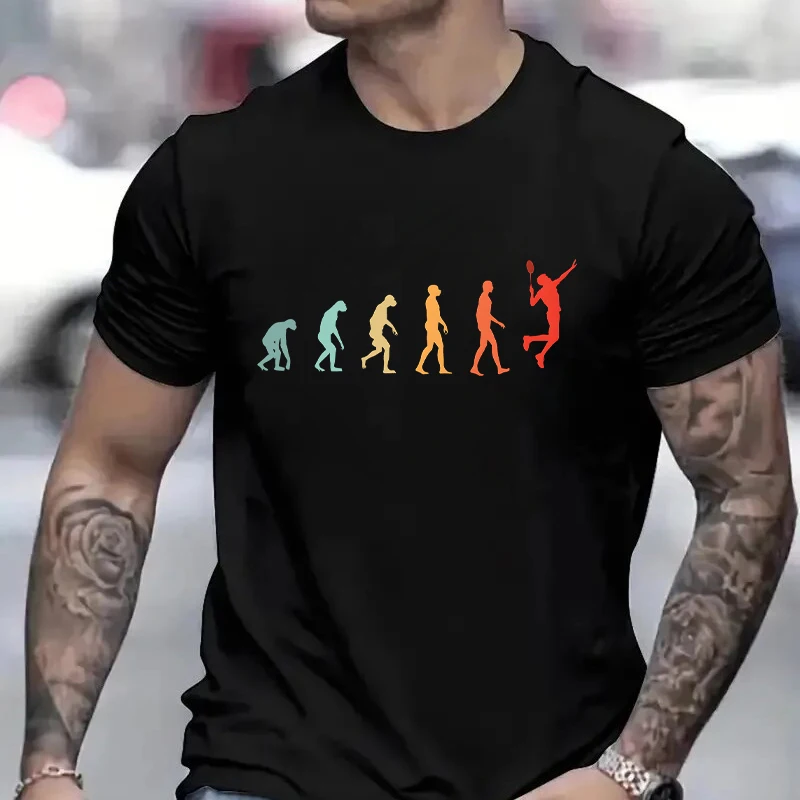 Funny Badminton Evolution T-Shirt Casual Short Sleeve O Neck T-shirts Badminton Team Tee Unisex Streetwear T Shirt for Women Men short sleeve t shirt badminton uniforms