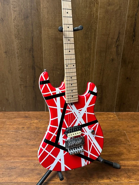 Electric guitar, 5150 white striped red electric guitar Floyd Rose