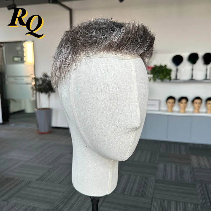 Pre Cut Styled Toupee Hair Men Thin Skin V Looped Human Hair Replacement System For Man 1B40 Hair Piece Protesis Hombre Male Wig