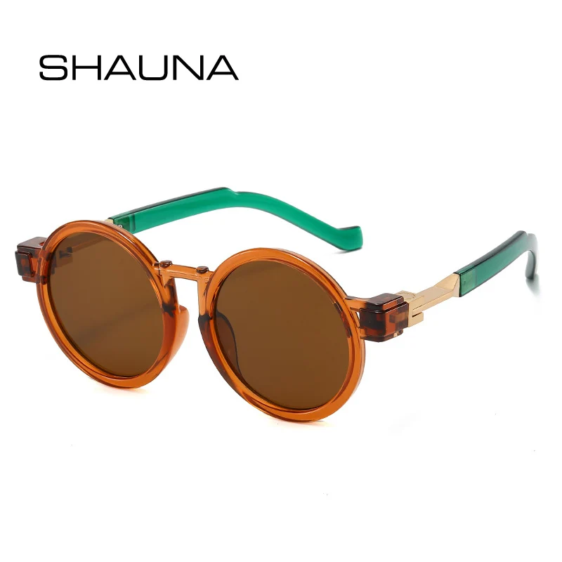 

SHAUNA Fashion Women Round Punk Sunglasses Retro Brand Designer Shades UV400 Men Trending Clear Gradient Sun Glasses