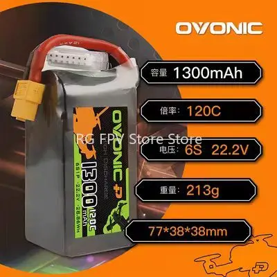 Ovonic 22.2V 120C 6S 1300Mah Pacco Batteria Lipo Con Spina Xt60 Per Quadricottero Freestyle Fpv