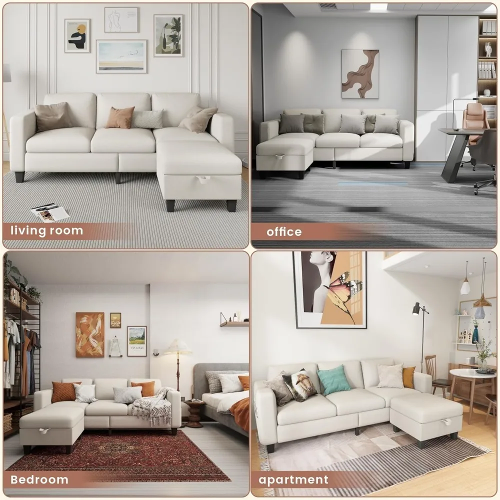 Couches for Living Room-L Shape Cloud Couch-Small Modular 3 Seat Sectional-Comfy with Couches for Living Room
