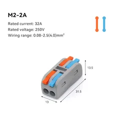 Mini Fast Wiring Cable Connectors - Universal Compact Electrical Conductors Push - in Terminal Block (10/30/50 PCS) - 50 PCS (M2 - 2)
