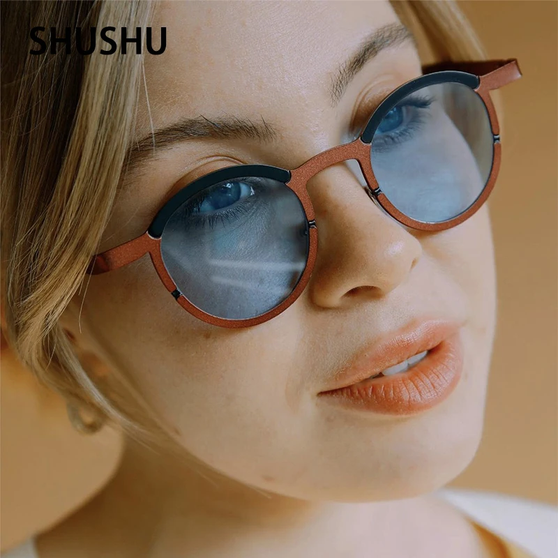 

A183 New Retro Round Frame Women's Metal Paint Sunglasses Fashion Trend Sunglasses Men's Sunshade Mirror Shade Mirror UV400