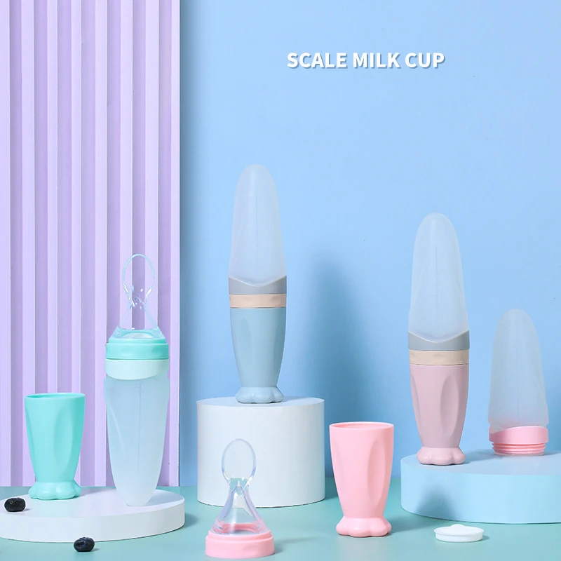 Squeezing Feeding Bottle Silicone Newborn Baby Training Rice Spoon Infant Cereal Food Supplement Feeder Safe Tableware Tools 2
