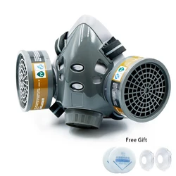 Advanced Safety Respirator Mask with Dual Filters for Chemical and Dust Protection (308 1 set)