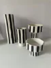 Black and White Striped Ceramic Vase Wide Mouth Flowerpot Geometric Pattern Flower Arrangement Porcelain Handicraft Ornaments 3