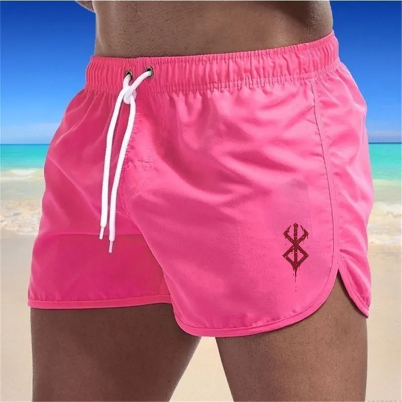Men's Board Shorts Anime Berserk Swim Trunks Drawstring Quick Dry Running Swimming Pool Classic Casual Sport Black Summer Shorts 6