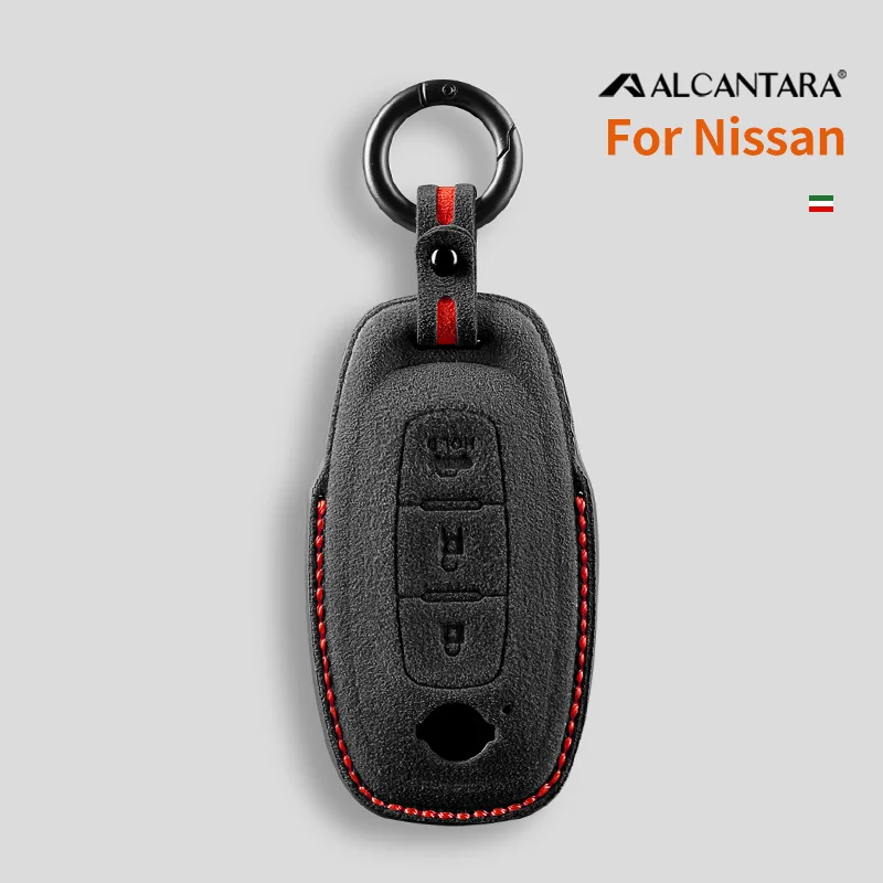 

For 2022-2023 Nissan Bluebird Sylphy Ariya Teana Altima Alcantara Suede Car Key Case Shell 3 Buttons Keychain Accessories