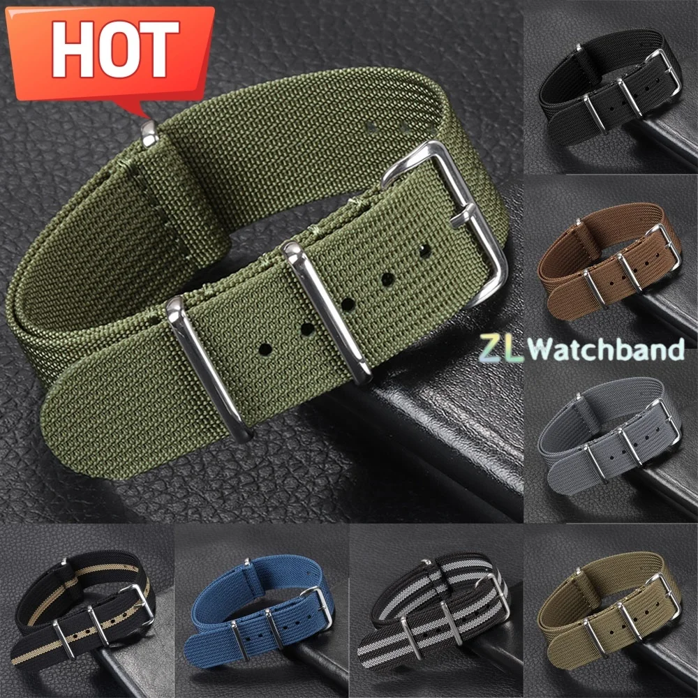 Versatile Ribbed Nylon Watch Strap - Unisex Nylon Bracelet for Military Style Watches