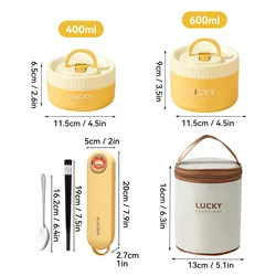 Premium Portable Insulated Stainless Steel Lunch Box with Cutlery & Thermal Bag - Leak-proof & Microwave Safe Bento Container (1000ML Yellow)