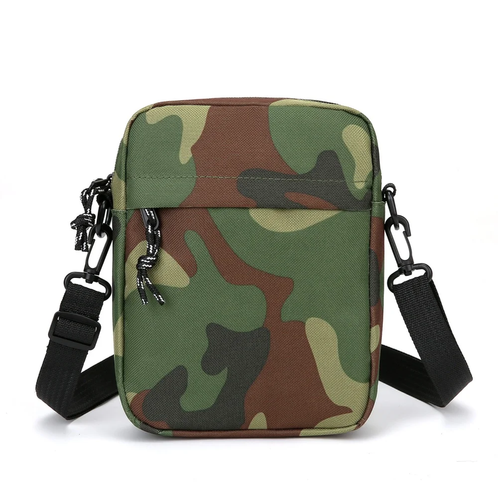 Men Shoulder Bag Small Square Nylon Camouflage Crossbody Bag Minimalist Design Lightweight Casual  Zipper Messenger Pouchv
