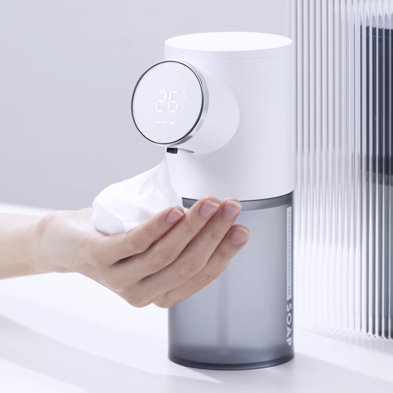320ML Bathroom LED Temperature Digital Display Hand Free Foaming Stainless Wall Mounted Foam Soap Dispenser acoustic foam panel soundproof foam wedge studio ktv wall echoes absorption low density not inflaming retarding