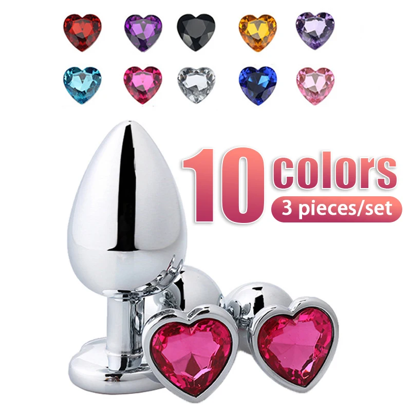 Plug anale a cuore in acciaio con gioiello in cristallo_voghion.com