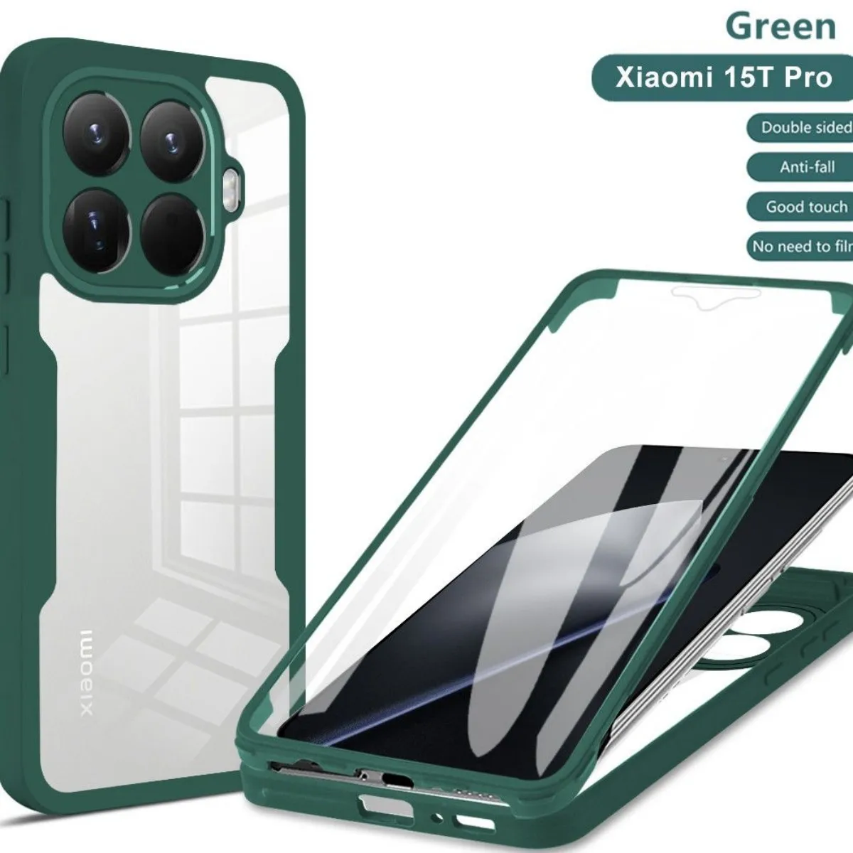 360° Shockproof Phone Case with Built-in Screen Protector and Transparent Back