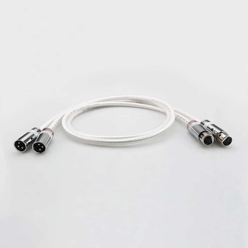 HiFi 오디오 IC102AG XLR 케이블 99.998% 순수 솔리드 실버 PSS 코어 와이어 실버 도금 플러그 전문 인터커넥트 오디오 케이블