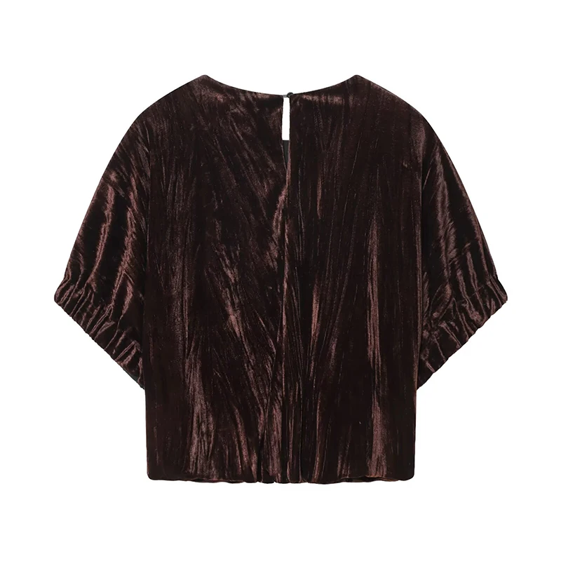 Women Top 2025 New Fashion Velvet Elegant Vest Tops For Women Short Sleeve Commuting Personality Short Top Casual Waistcoat