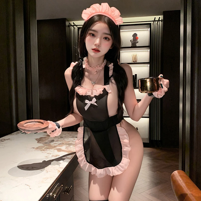 Cute Anime Cosplay Costume Maid Outfit for Women Lolita Dress with French Apron Japanese Maid Classic Set Porno Bar Uniform