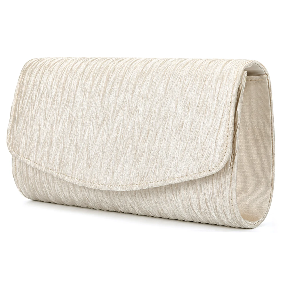 Women's Satin Pleated Dinner Bag Pies Hold a Bridal Sash Handbag
