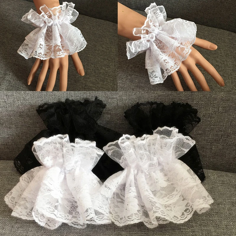 

Перчатки женские кружевные ажурные, Элегантные Короткие манжеты с искусственными рукавами в стиле аниме, аксессуары для косплея, Лолита