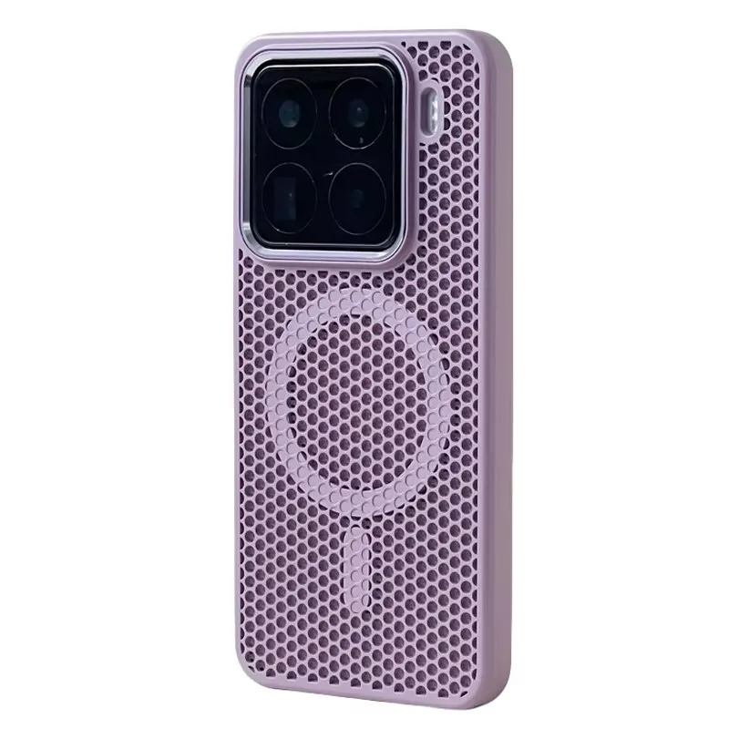 Magnetic Alloy Lens Wireless Charging Phone Case with Honeycomb Mesh Cooling Design