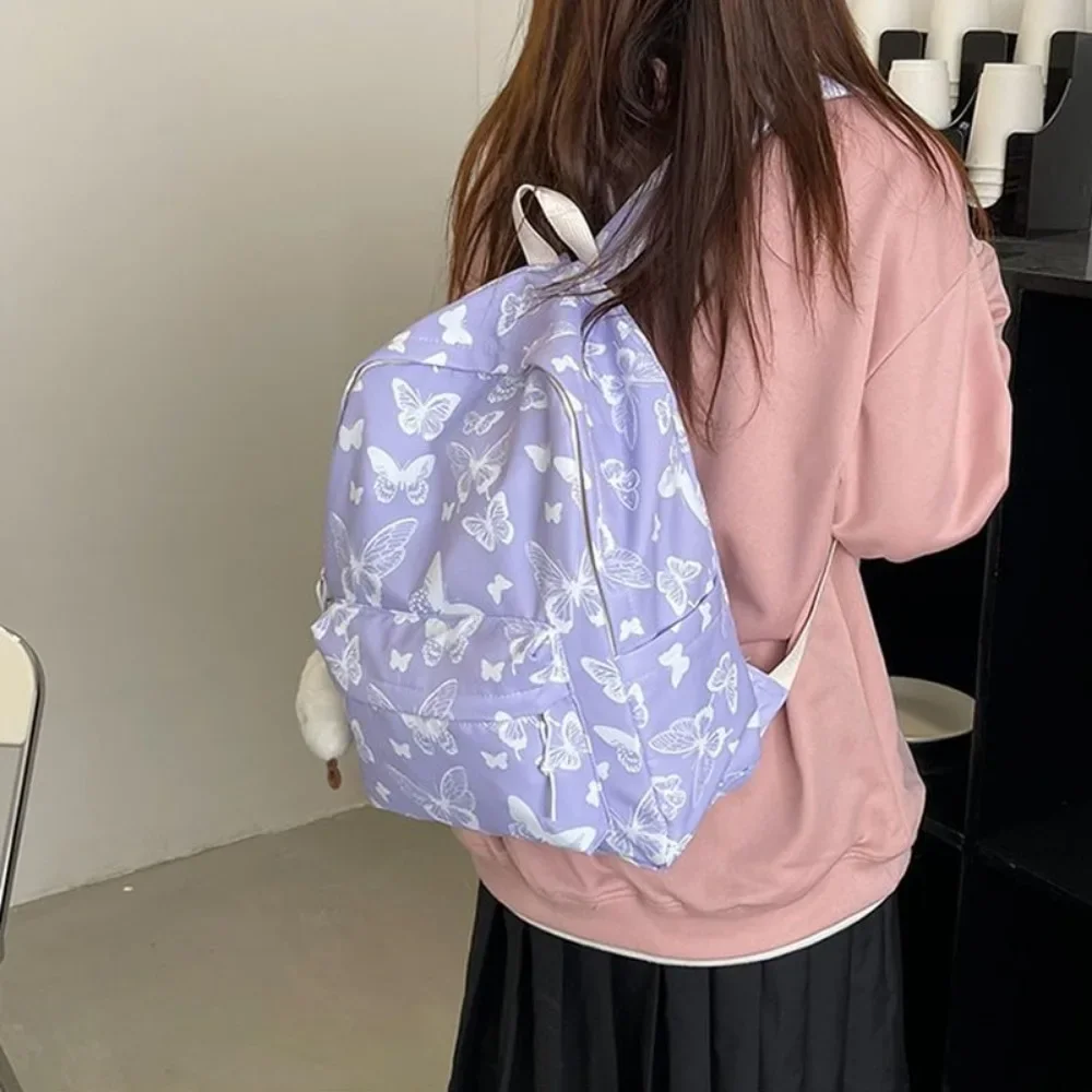 Fashion Butterfly Pattern Korean Women Backpack Student Backpack for School Book Storage and Travel Organizer