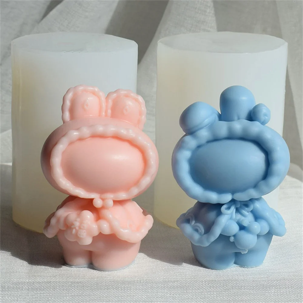 

Auspicious Bunny Candle Mold DIY Chocolate Cake Handmade Soap Plaster Resin Silicone Mould Home Decoration Ornaments 2023 New