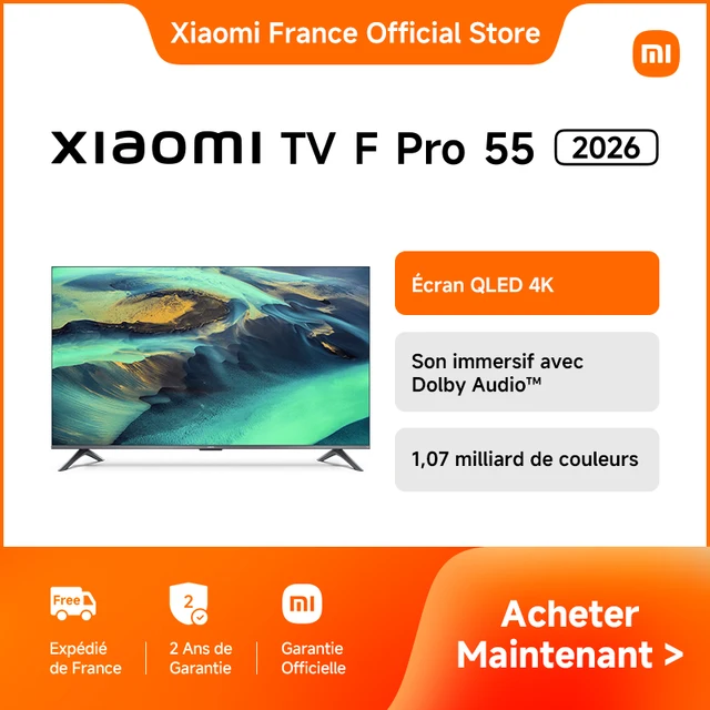 [Officiel] Xiaomi TV F Pro 55 2026 | Écran QLED 4K lumineux avec technologie de lissage de mouvement, Son immersif avec Dolby Audio™, DTS:X, DTS Virtual:X, 1,07 milliard de couleurs, DCI-P3 94 % 1