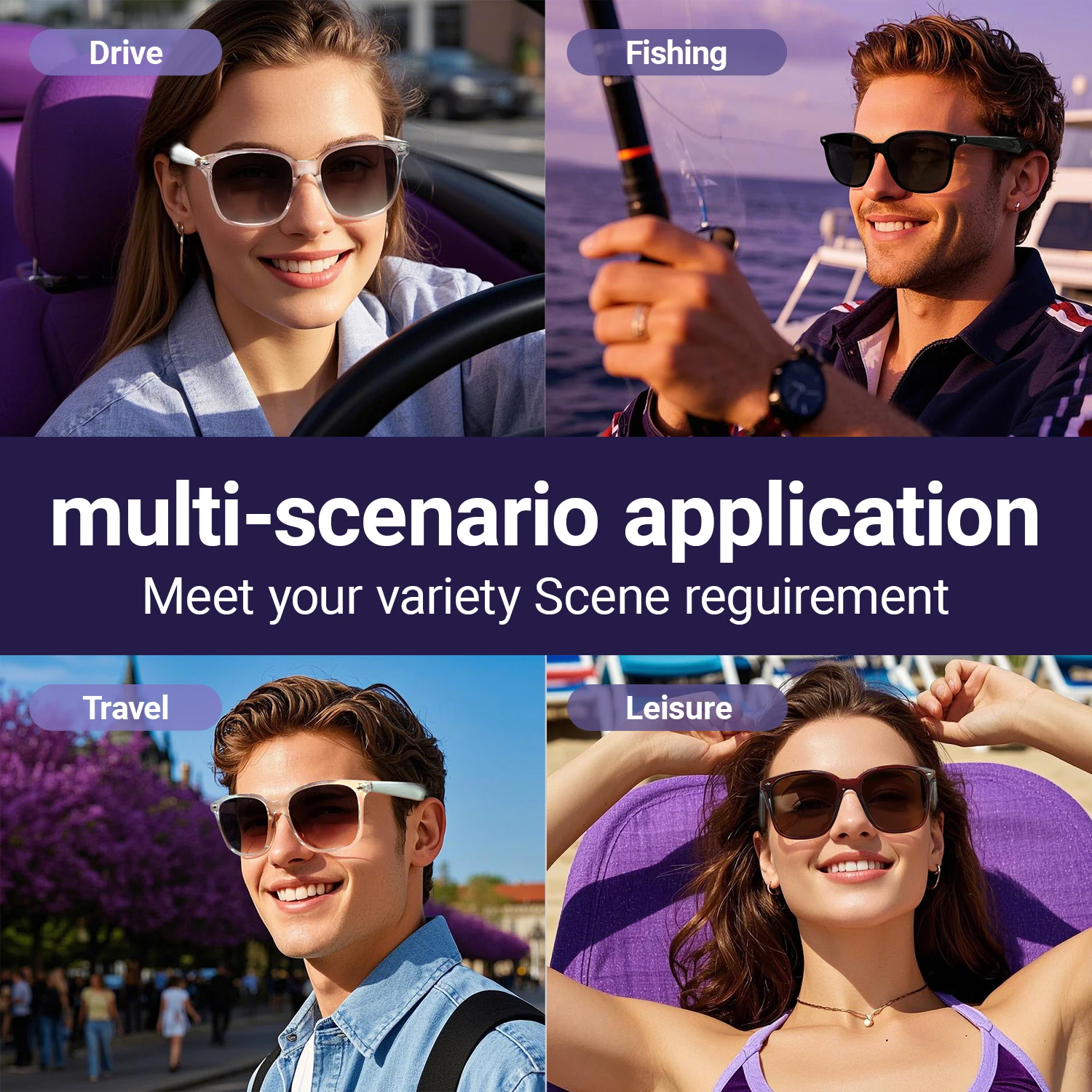 LIGE Smart Bluetooth Sunglasses Wireless Headphones AI Intelligent Translation 100+ Languages Outdoor Sports Calls Music Glasses