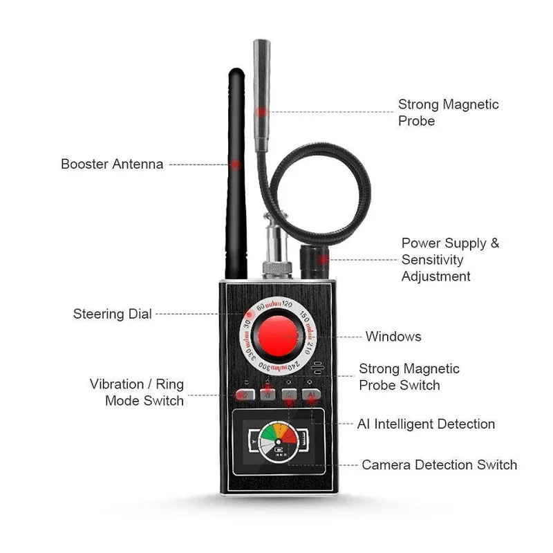 K88 Portable Profeessional Spy Hidden Camera Detector GPS Tracker Wireless Signal Finder Tech Gadgets for Security Protection