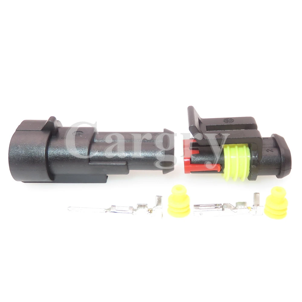1 Set 2P Automobile Wiring Terminal Sealed Connector AC Assembly Car Plastic Housing Unsealed Socket