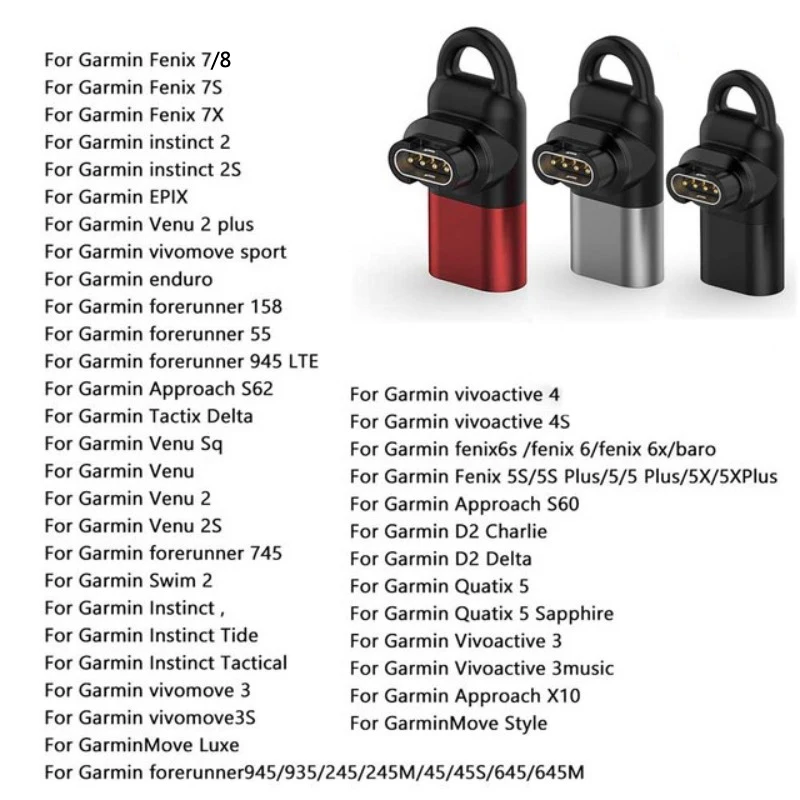 Watch Charging Adapter Type C Charger Adapter for Garmin Fenix 8 7 6 5 8X 7X 6X Tactix Micro/IOS USB for Garmin Watch Charger