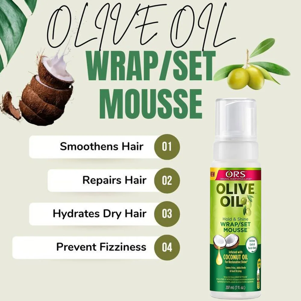 Curly Hair Mousse 207ML for Wigs No-Flaking Olive Oil Hair Styling Mousse Anti-Frizz Foam for Styling Products hair styling mousse